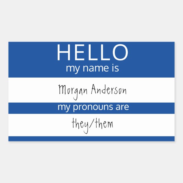 Pegatina Rectangular Personalizado HOLA Mi Nombre Pronouns Es Badge (Anverso)