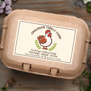Pegatina Rectangular Personalizado Huevos Frescos Familia Granja Cute P