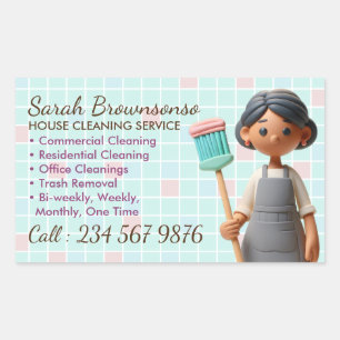 Pegatina Rectangular Personalizado Limpieza Janitorial Lady Wash Bath