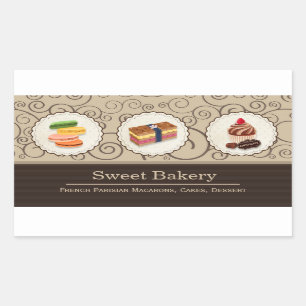 Pegatina Rectangular Personalizado Macaron Chocolate Cupcake Bakery Sto