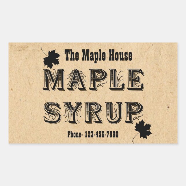 Pegatina Rectangular Personalizado Maple Syrup Rectangle Business Pegat (Anverso)