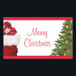 Pegatina Rectangular Personalizado Merry Christmas Tree And Gifts Templ<br><div class="desc">Personalizado Feliz Árbol De Navidad Y Regalos Plantilla Elegante Pegatina Clásico Rectángulo.</div>