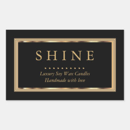 Pegatina Rectangular Personalizado Negro y Oro
