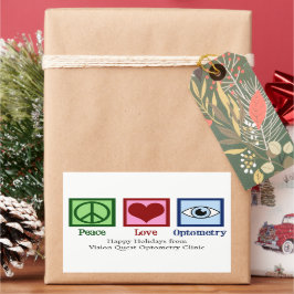 Pegatina Rectangular Personalizado Optomestrist de Peace Love Optometet