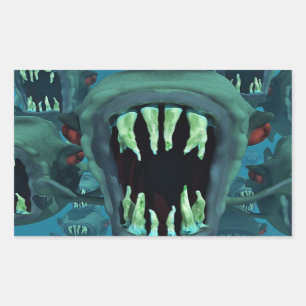 Pegatina Rectangular Personalizado Piranhas Fish Personaliza aniversari