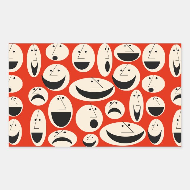 Pegatina Rectangular Personalizado retro enfrenta Pegatinas de rectángu (Anverso)