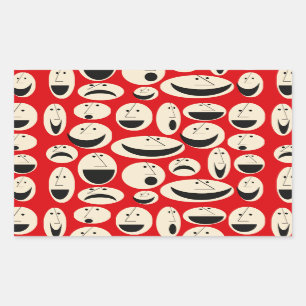 Pegatina Rectangular Personalizado retro enfrenta Pegatinas de rectángu