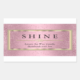 Pegatina Rectangular Personalizado Rosa y Oro