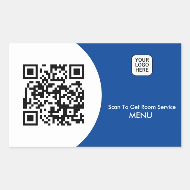 Pegatina Rectangular Personalizado Servicio de habitaciones Menú QR Cód (Anverso)