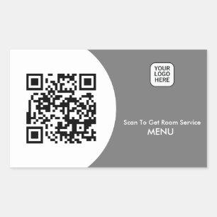Pegatina Rectangular Personalizado Servicio de habitaciones Menú QR Cód