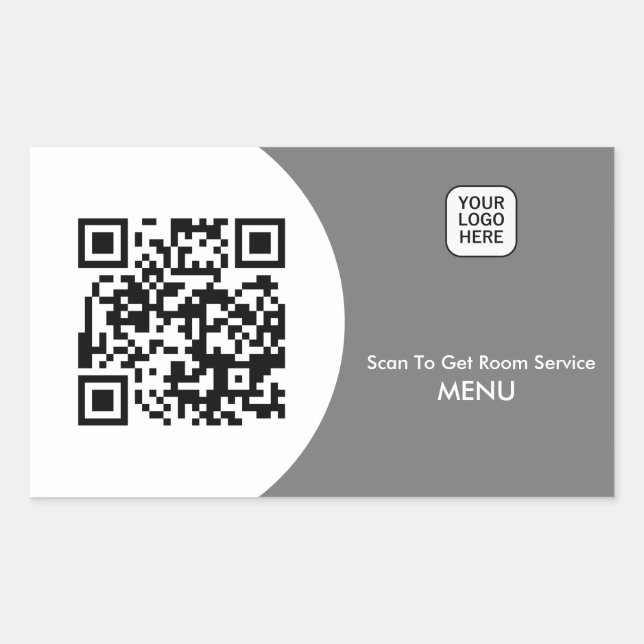 Pegatina Rectangular Personalizado Servicio de habitaciones Menú QR Cód (Anverso)