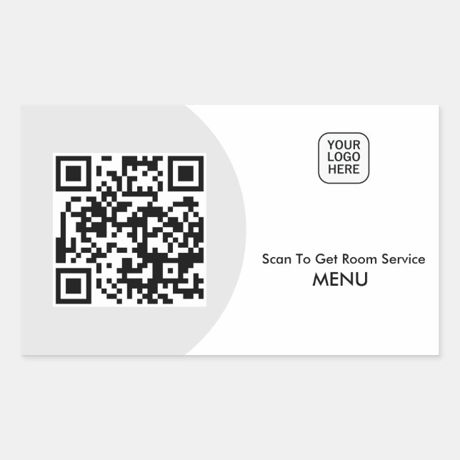 Pegatina Rectangular Personalizado Servicio de habitaciones Menú QR Cód (Anverso)
