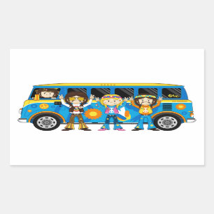 Pegatina Rectangular Personalizado Sixties Peace Hippie Van