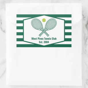 Pegatina Rectangular Personalizado Tennis Country Club Green Strike