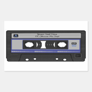 Pegatina Rectangular Personalizado Texto / Cinta musical de amor retro