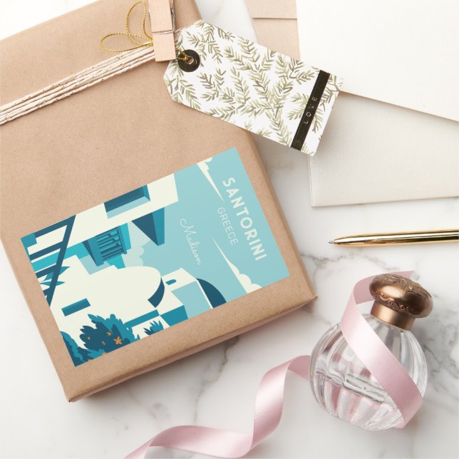 Pegatina Rectangular Personalizado Texto Grecia (Regalar)