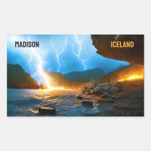 Pegatina Rectangular Personalizado Texto Islandia