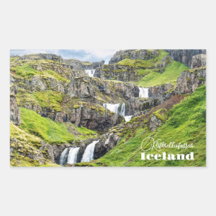 Pegatina Rectangular Personalizado Texto Klifbrekkufossar, Islandia