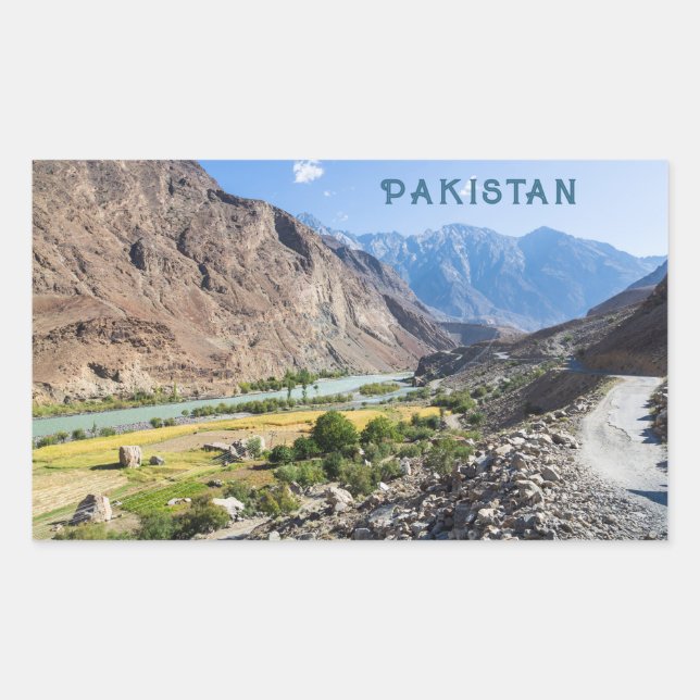 Pegatina Rectangular Personalizado Texto Pakistán (Anverso)