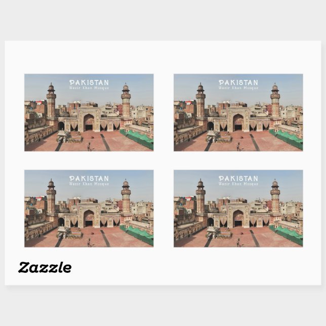 Pegatina Rectangular Personalizado Texto Pakistán (Hoja)