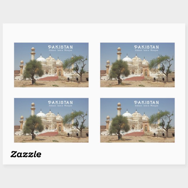 Pegatina Rectangular Personalizado Texto Pakistán (Hoja)