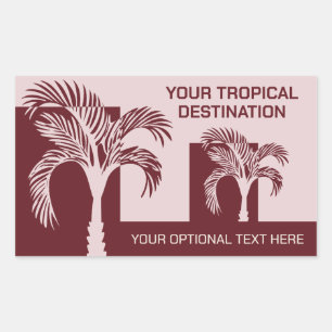 Pegatina Rectangular Personalizado Texto Palm Trepical