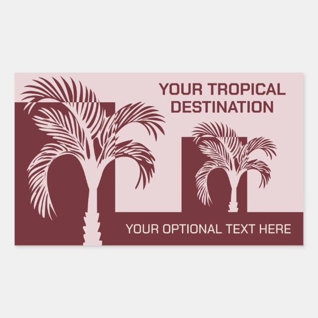 Pegatina Rectangular Personalizado Texto Palm Trepical (Anverso)