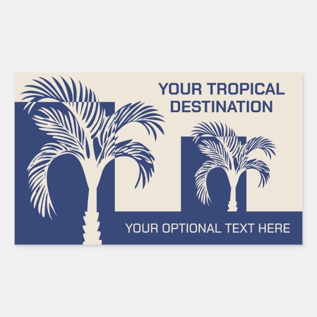 Pegatina Rectangular Personalizado Texto Palm Trepical (Anverso)