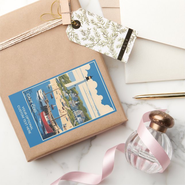 Pegatina Rectangular Personalizado Textos Cabo Cod Massachusetts (Regalar)