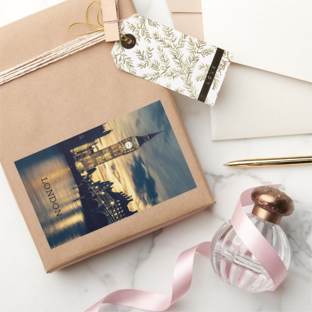 Pegatina Rectangular Personalizado Textos Londres (Regalar)