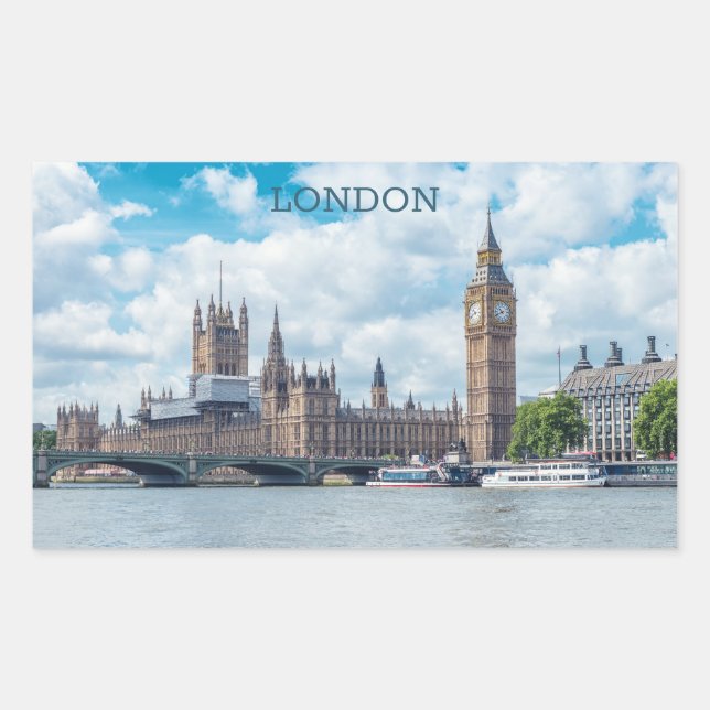 Pegatina Rectangular Personalizado Textos Londres (Anverso)