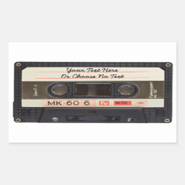 Pegatina Rectangular Personalizado Textos / Retro Love Music Cassette M