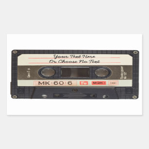 Pegatina Rectangular Personalizado Textos / Retro Love Music Cassette M