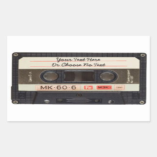 Pegatina Rectangular Personalizado Textos / Retro Love Music Cassette M