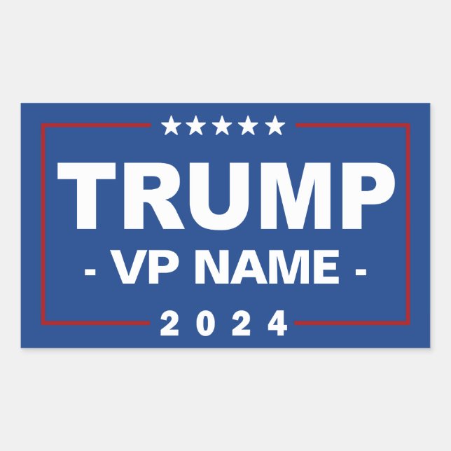 Pegatina Rectangular Personalizado Trump Vicepresidente 2024 (Anverso)