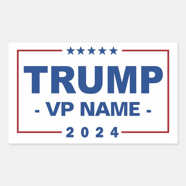 Pegatina Rectangular Personalizado Trump Vicepresidente 2024 (Anverso)