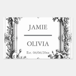 Pegatina Rectangular Personalizado Victoriano Scroll Frame Napkin - bod