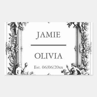 Pegatina Rectangular Personalizado Victoriano Scroll Frame Napkin - bod