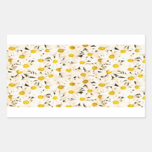 Pegatina Rectangular Personalizado White Daisies Blank Elegant Template