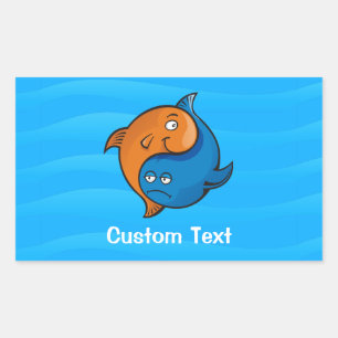 Pegatina Rectangular Personalizado Yin Yang Fish