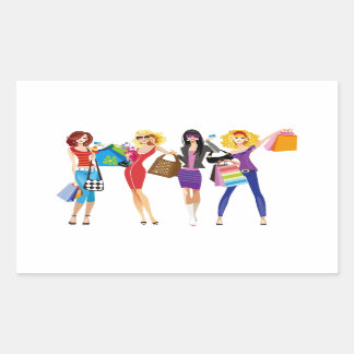 PEGATINA RECTANGULAR PERSONALIZADOS CHICAS COMERCIALES VECTORES FASHION