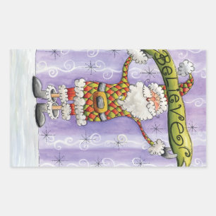 Pegatina Rectangular Personalizados Navidades, creo en Santa Claus
