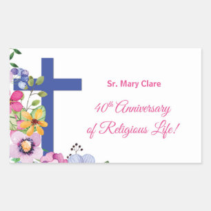 Pegatina Rectangular Personalizar, 40 Aniversario Nun Vida Religiosa
