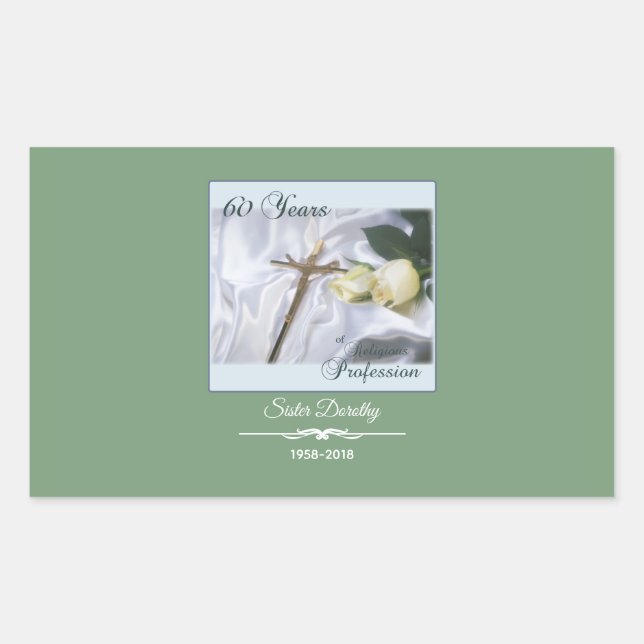 Pegatina Rectangular Personalizar, 60 años de profesión religiosa (Anverso)