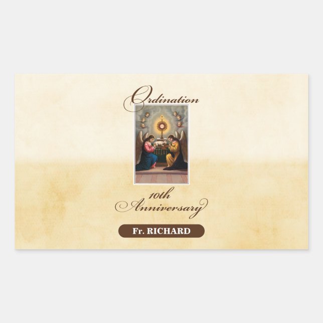 Pegatina Rectangular Personalizar, ángeles del décimo aniversario de la (Anverso)