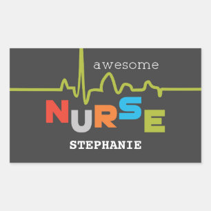Pegatina Rectangular Personalizar, asombrosa enfermera en el día de las