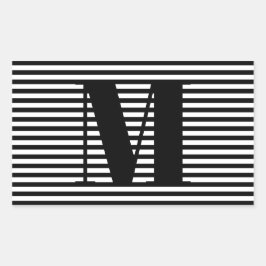 Pegatina Rectangular Personalizar monograma franjas blancas iniciales