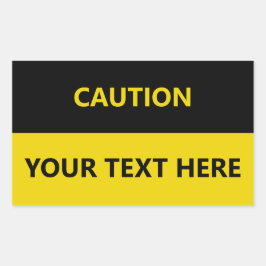 Pegatina Rectangular Personalizar Precaución Rótulo amarillo negro