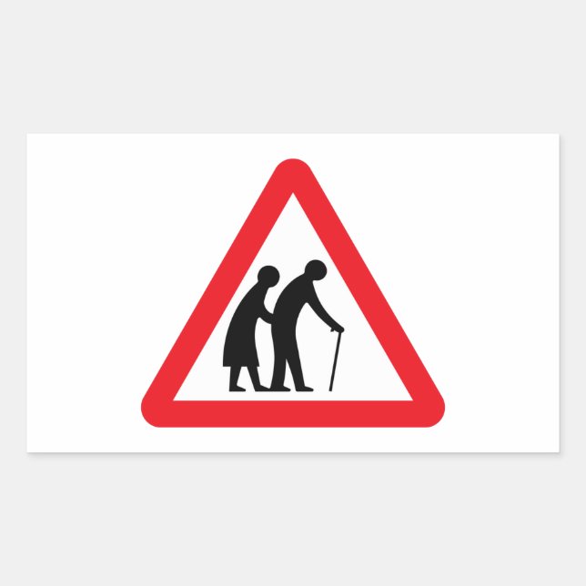 Pegatina Rectangular Personas de edad avanzada (1), Rótulo de tránsito, (Anverso)