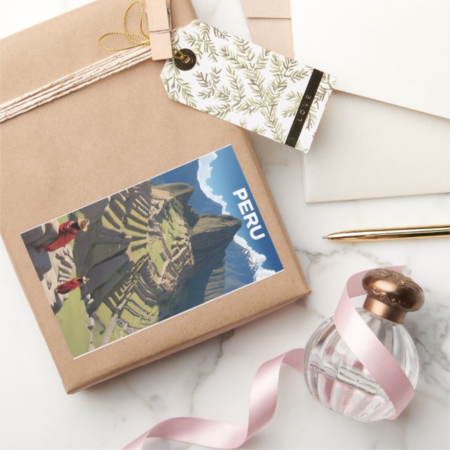 Pegatina Rectangular Perú Machu Picchu (Regalar)